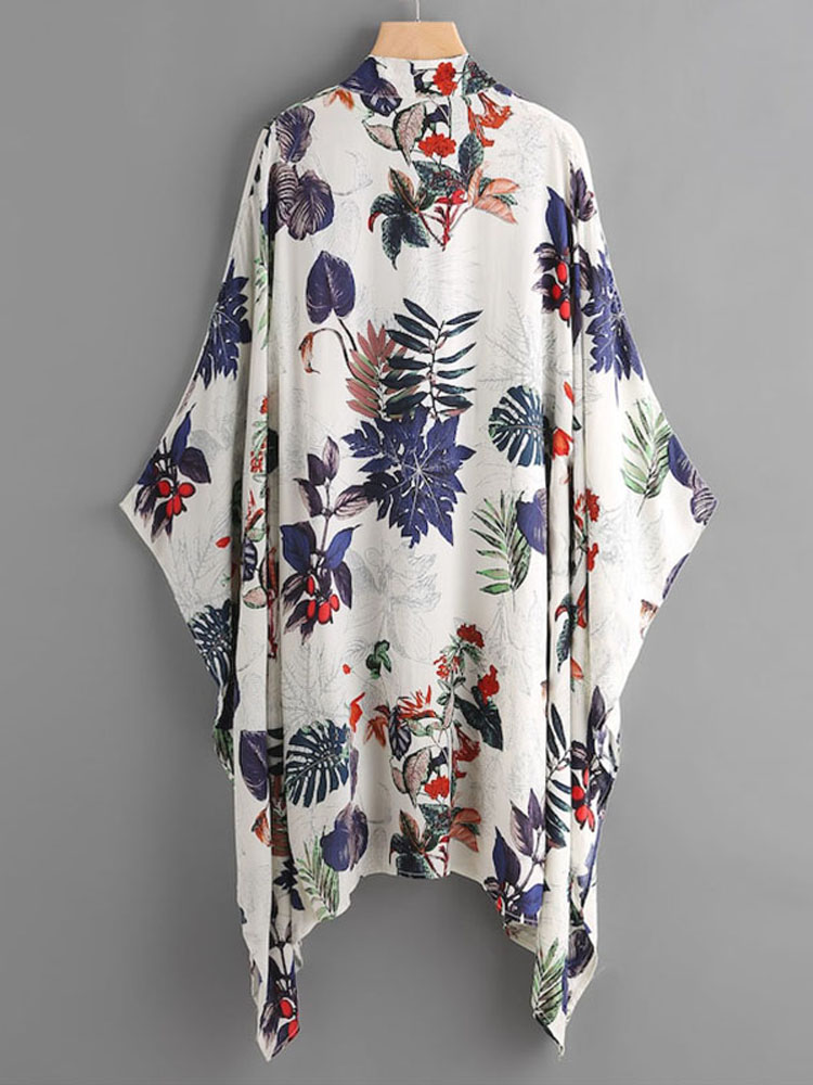 Women Summer Floral Print Loose Long Sleeve Irregular Hem Cardigans Women Summer Floral Print Loose Long Sleeve Irregular Hem Cardigans
